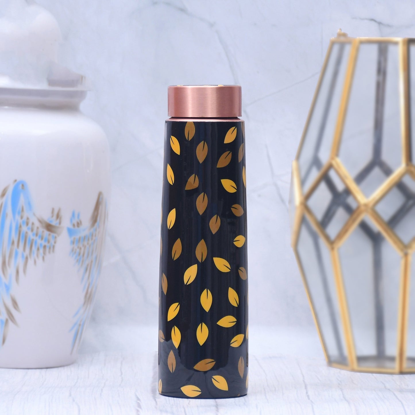 SAMA Homes - leaf design printed copper water bottle enamel leak proof capacity 1000 ml
