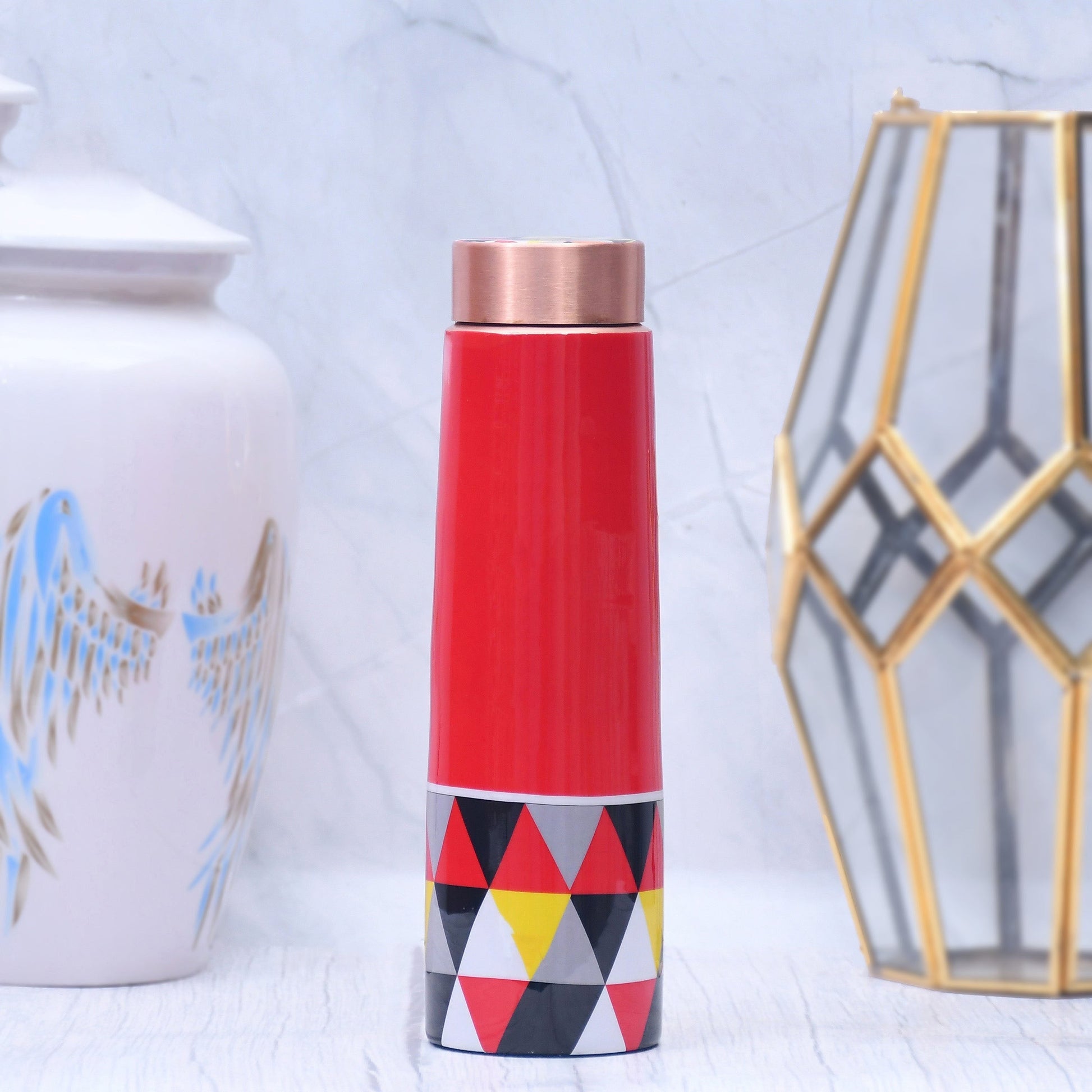 SAMA Homes - new triangle design printed copper water bottle leak proof capacity 1000 ml