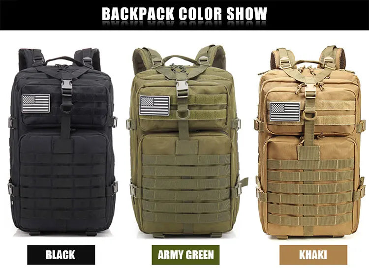 Large Capacity Waterproof Tactical Backpack for Men, 3P Softback, Outdoor Bug Rucksack, Hiking, Camping, Hunting Bags, 50L