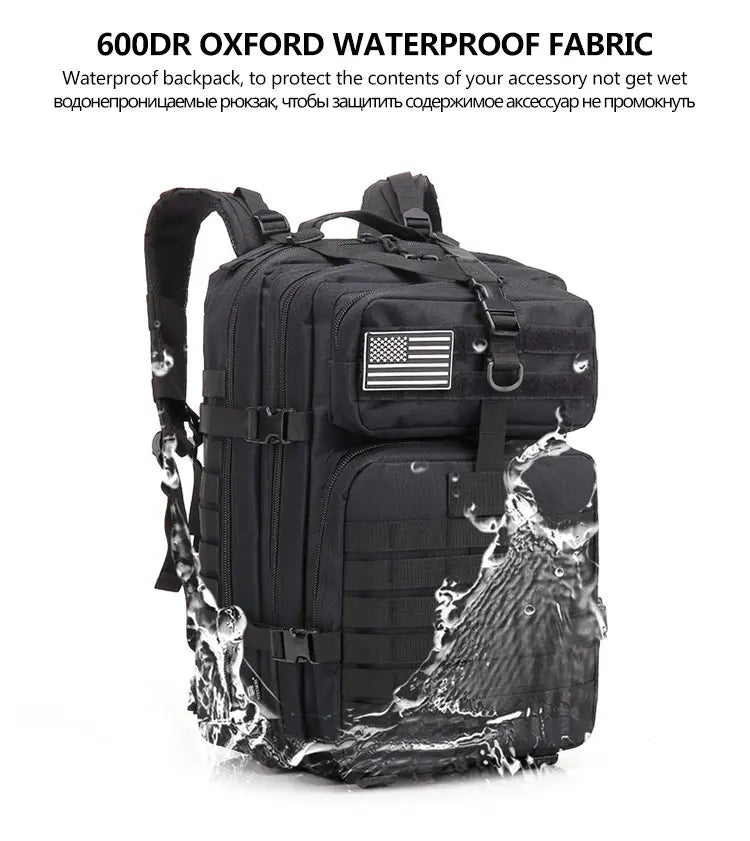 Large Capacity Waterproof Tactical Backpack for Men, 3P Softback, Outdoor Bug Rucksack, Hiking, Camping, Hunting Bags, 50L