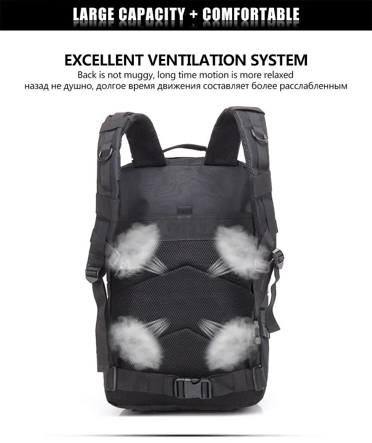 Large Capacity Waterproof Tactical Backpack for Men, 3P Softback, Outdoor Bug Rucksack, Hiking, Camping, Hunting Bags, 50L