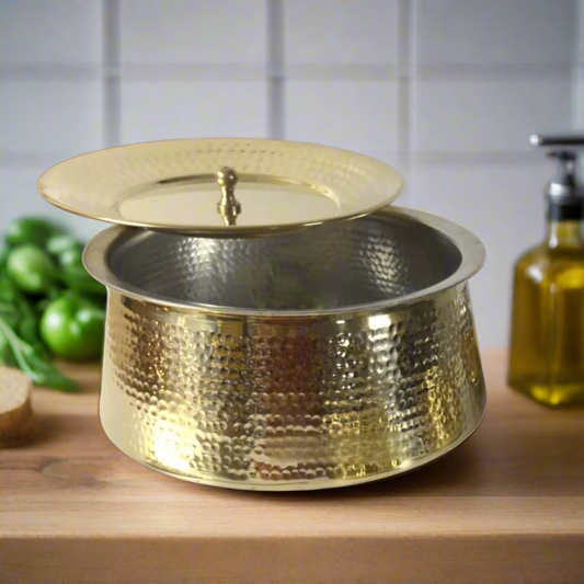 Pure Brass Biryani Handi With Lid / Serving and Cooking Pot - Medium