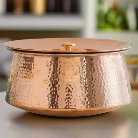 Pure Heavy Copper Biryani Handi With Lid - Large