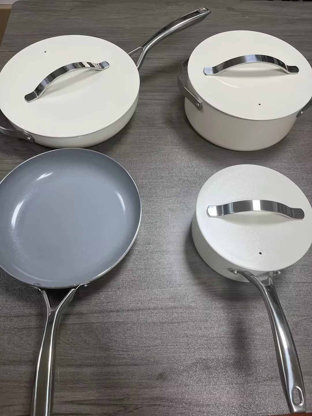 CARAWAYHOME  High Quality  Press Ceramic Non Stick Coating Aluminium Utensils Kitchen Set With Stainless Steel Handle