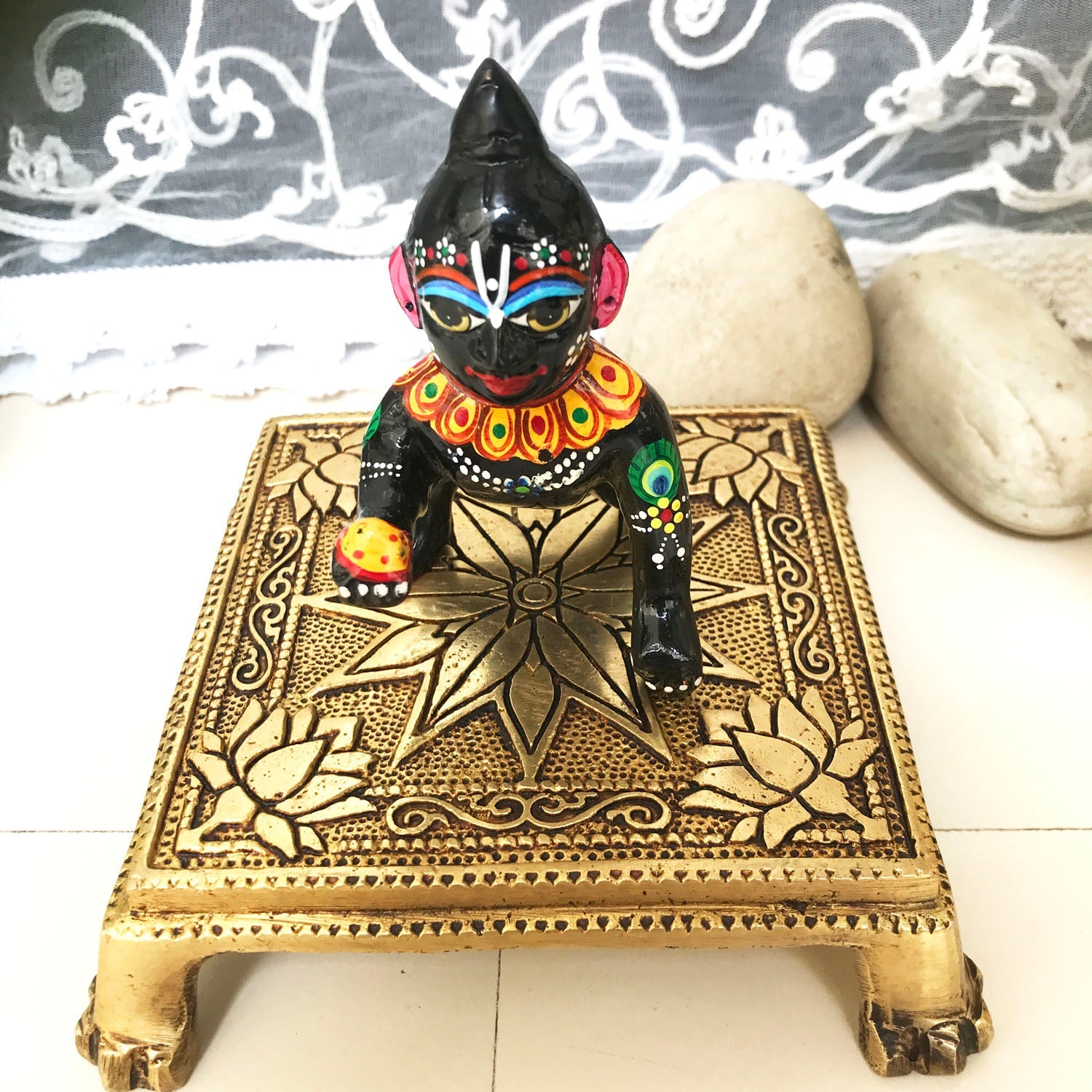 Beautiful Brass  Laddu Gopal with Chowki