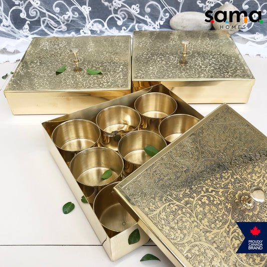 Sama Homes Brass Spice Box