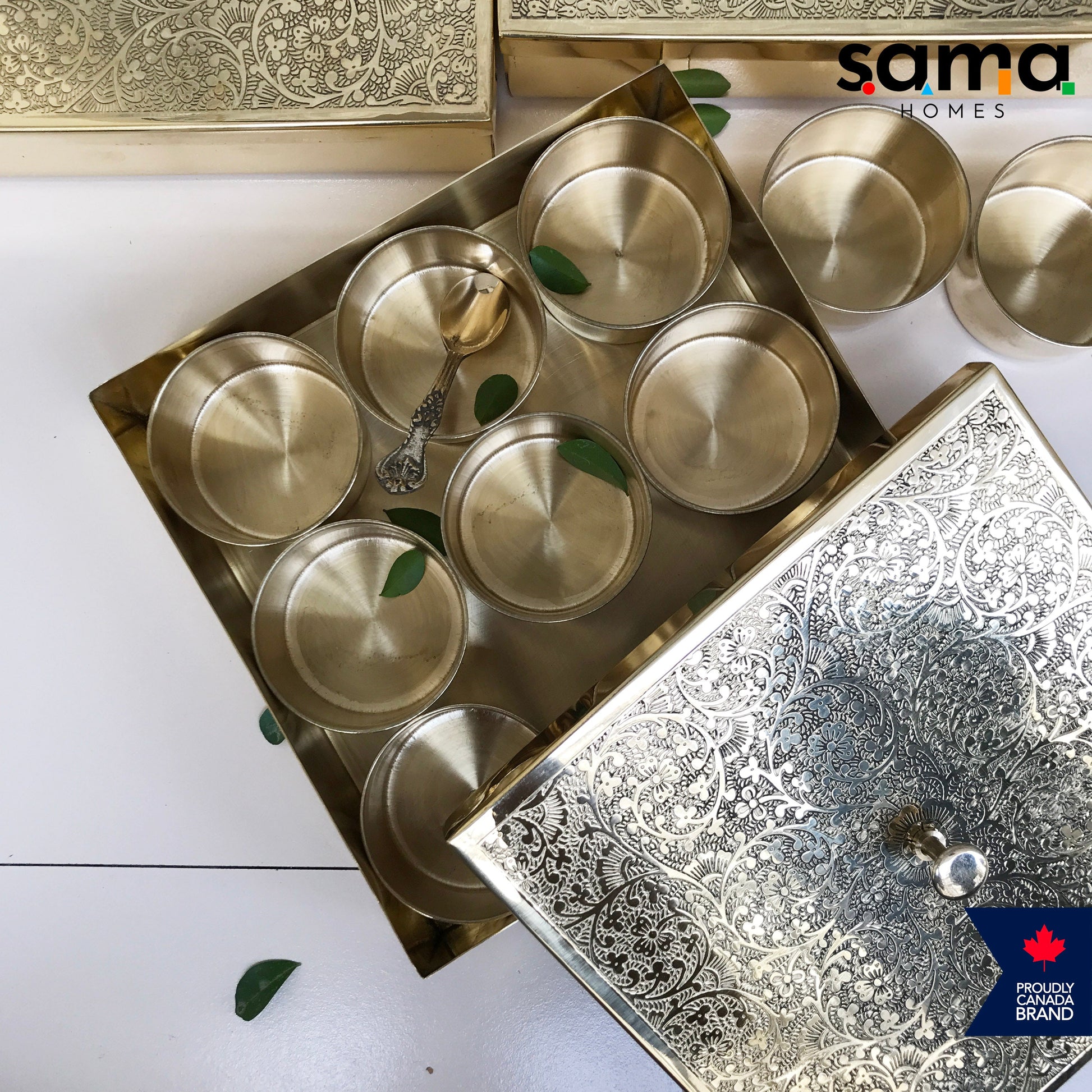 Brass Square Spice Box