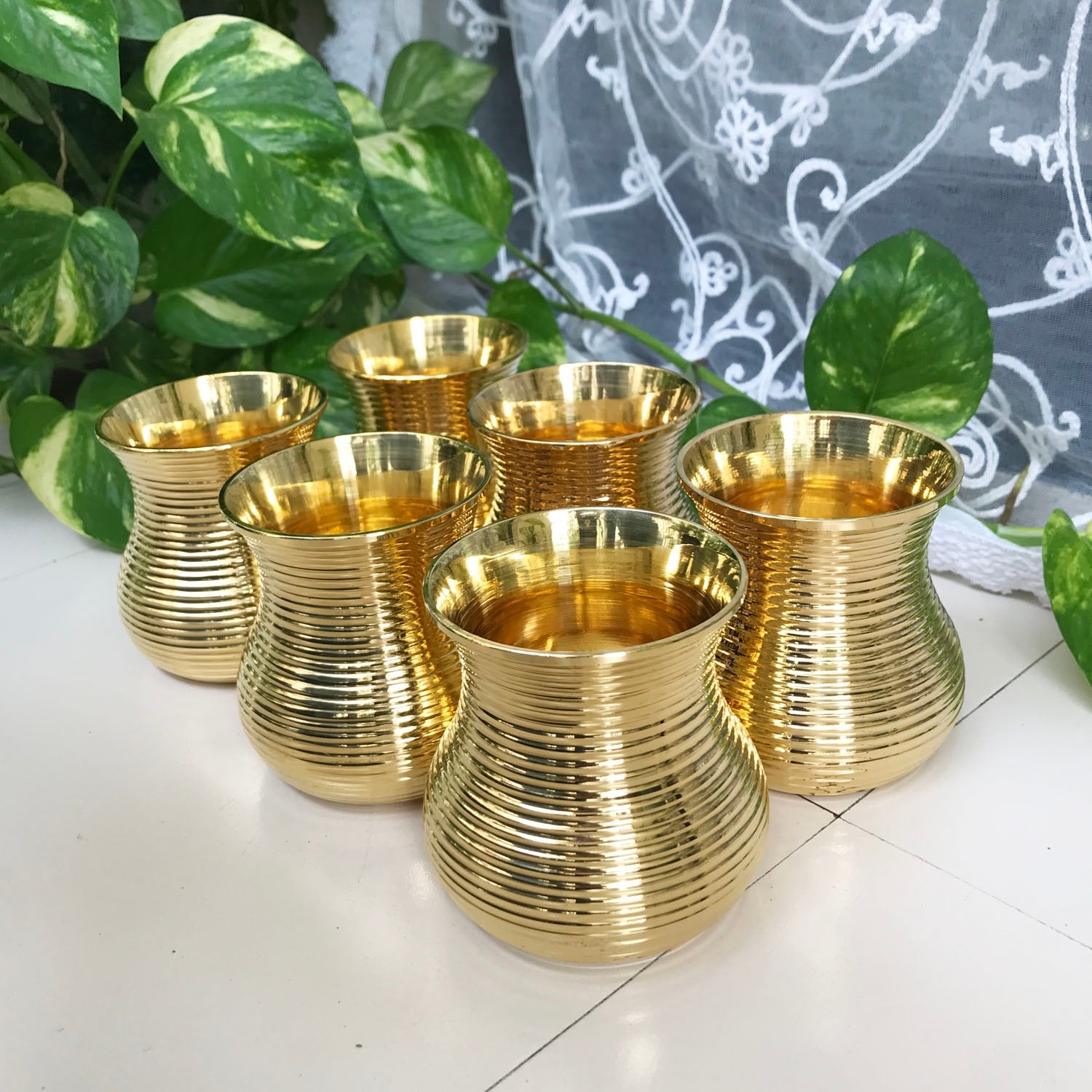 Brass Set Of 6 Glasses