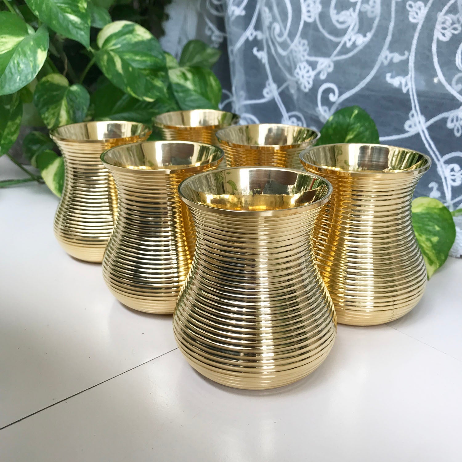 Brass Elegant 6 Set  Glasses