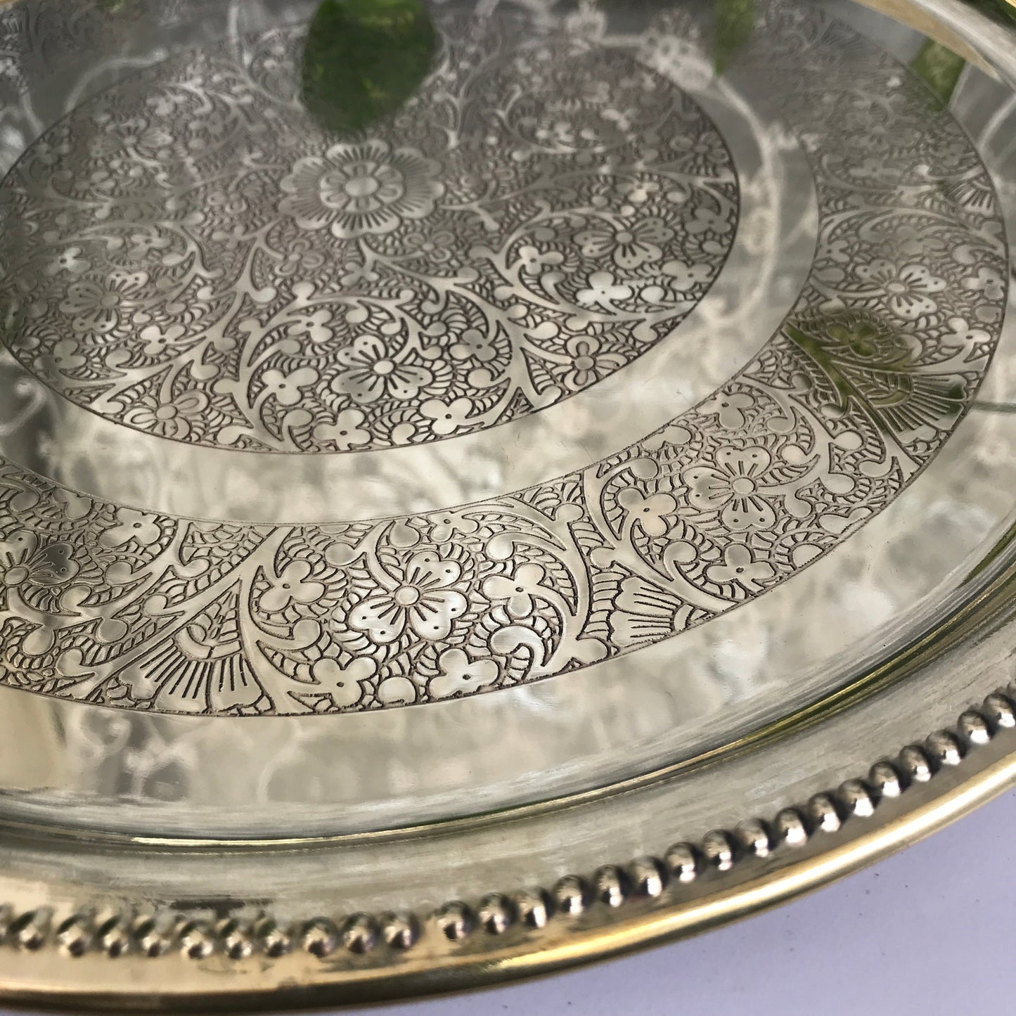 Brass Dinner Thali Set of 6 Pieces | 15" Inches Etched Plate | Premium Dinnerware