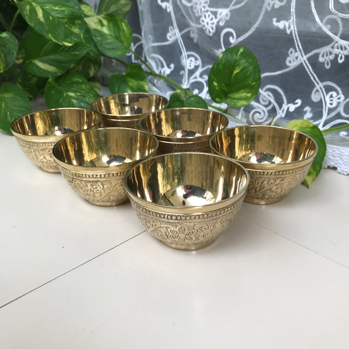 Set of 6 Brass Bowls | Premium Handcrafted Indian Kitchenware for Dining, Serving & Décor