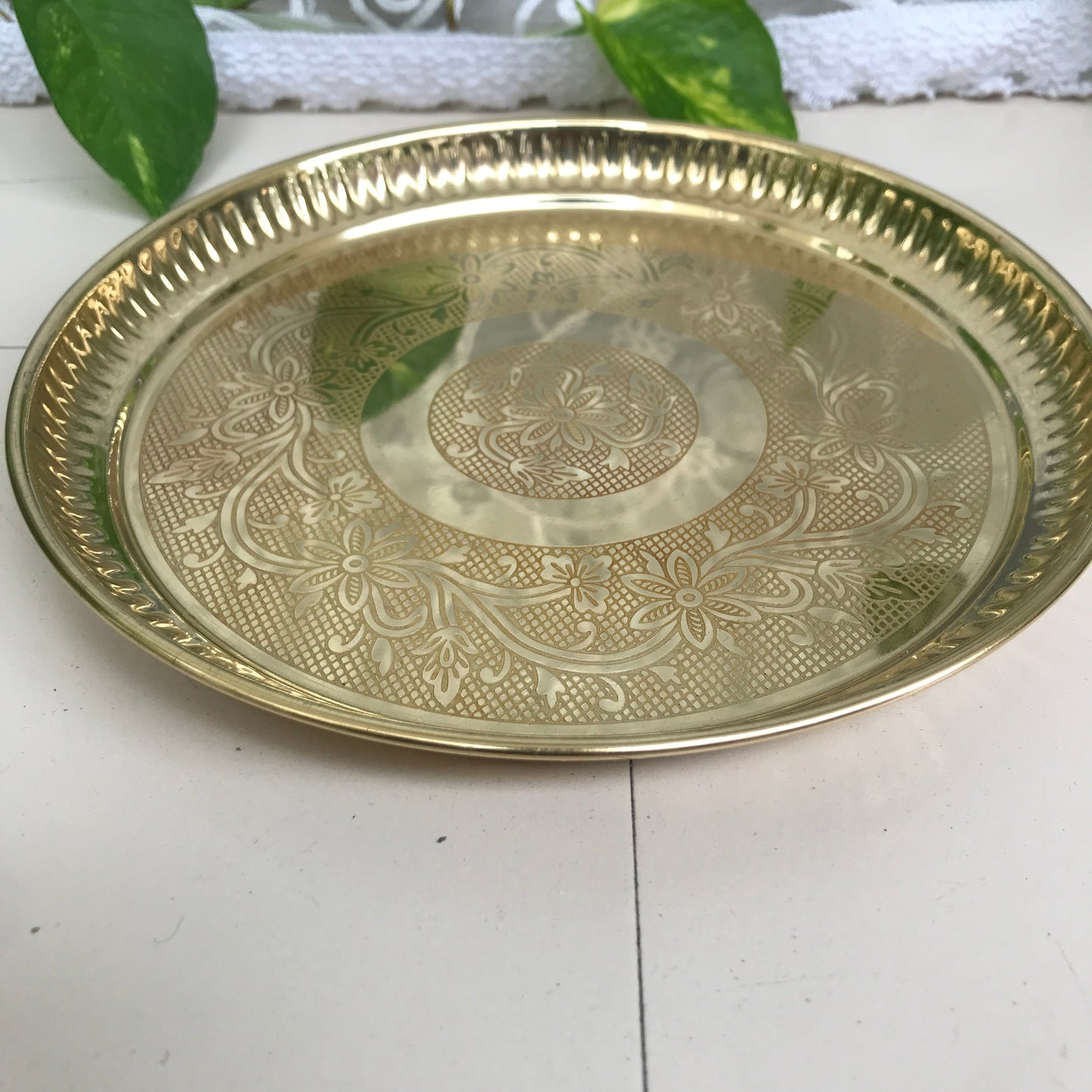 Brass Pooja Thali 11 Inches | Pooja Essentials for Navratri & Diwali