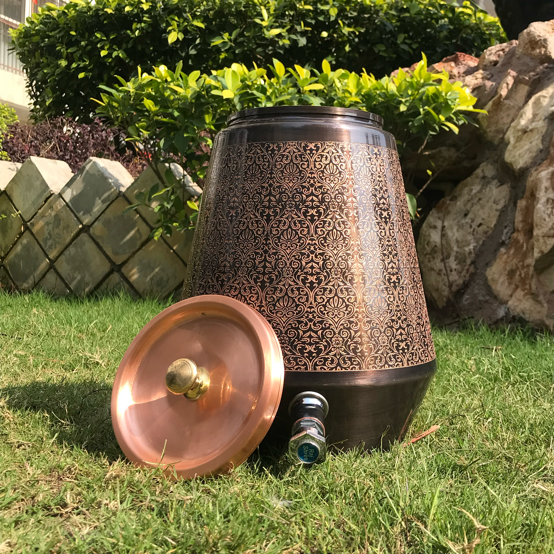 Sama homes - Pure Copper Water Dispenser Antique Engraving conical shape