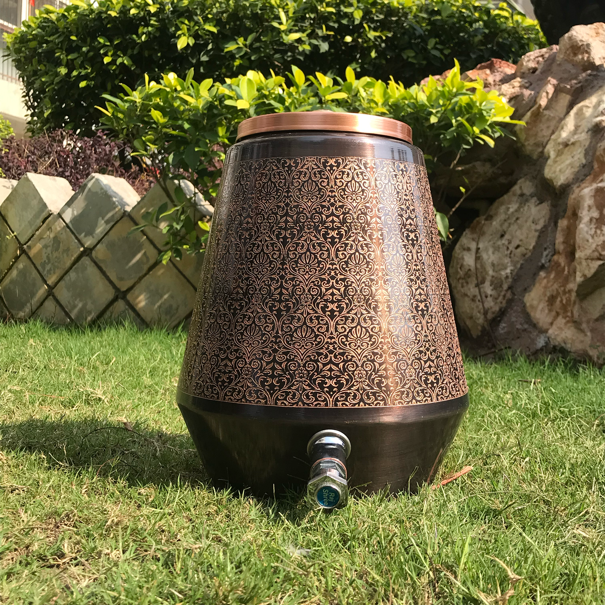 Sama homes - Pure Copper Water Dispenser Antique Engraving conical shapeSama homes - Pure Copper Water Dispenser Antique Engraving conical shape