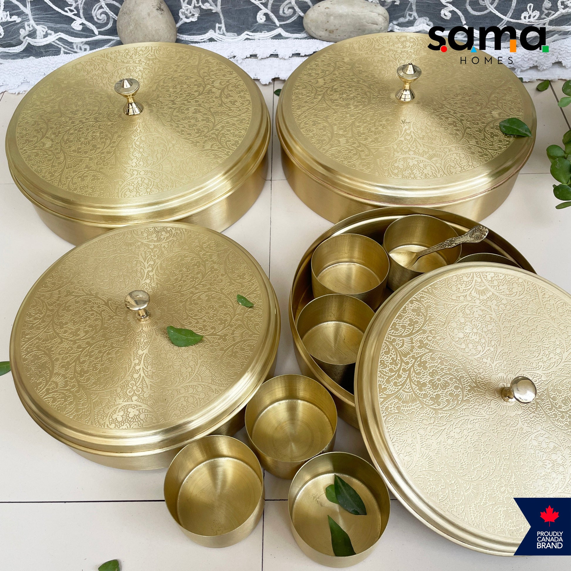 Sama Homes Brass Spice Box