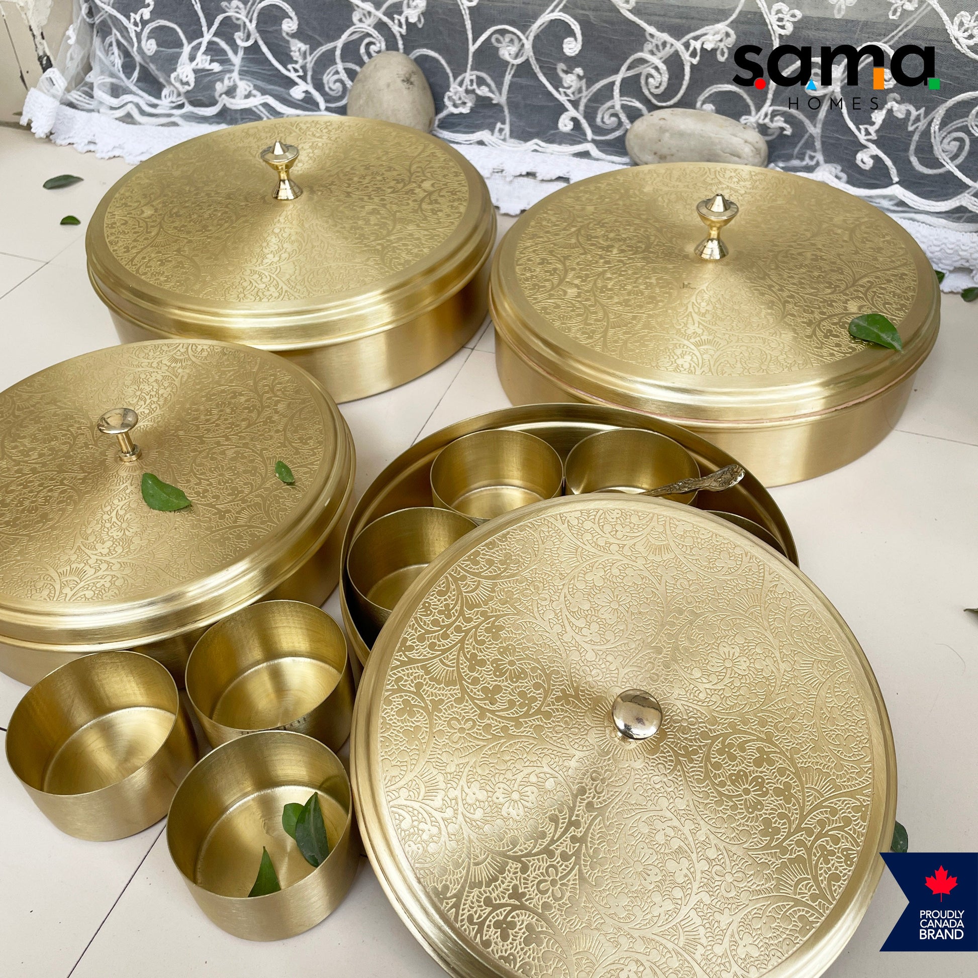 Sama Homes Brass Spice Box