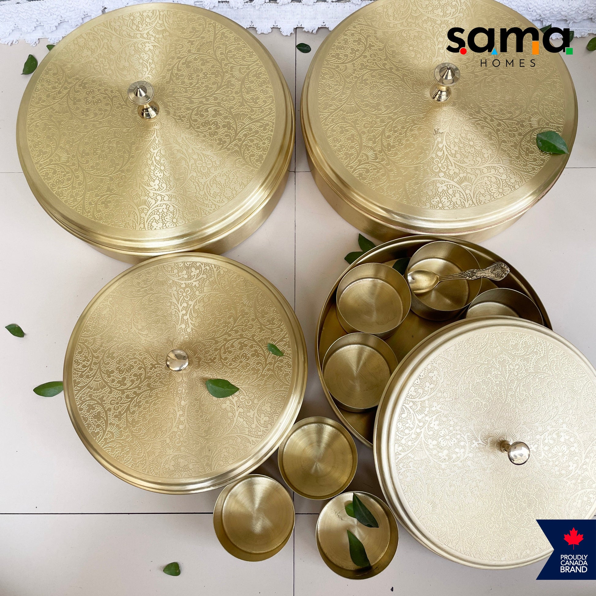 Sama Homes Brass Spice Box