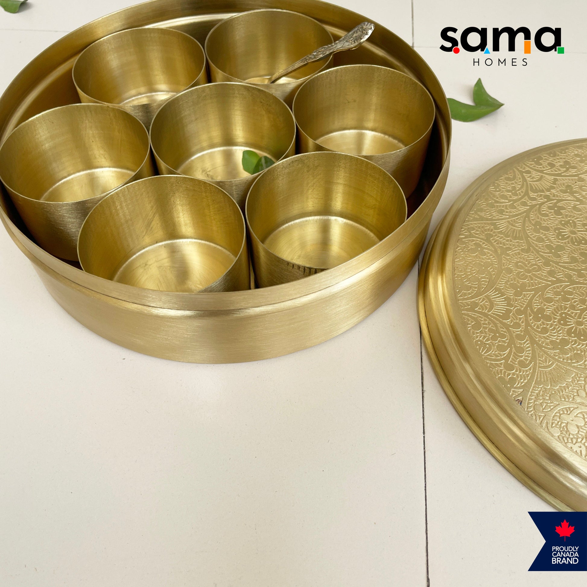 Sama Homes Brass Spice Box