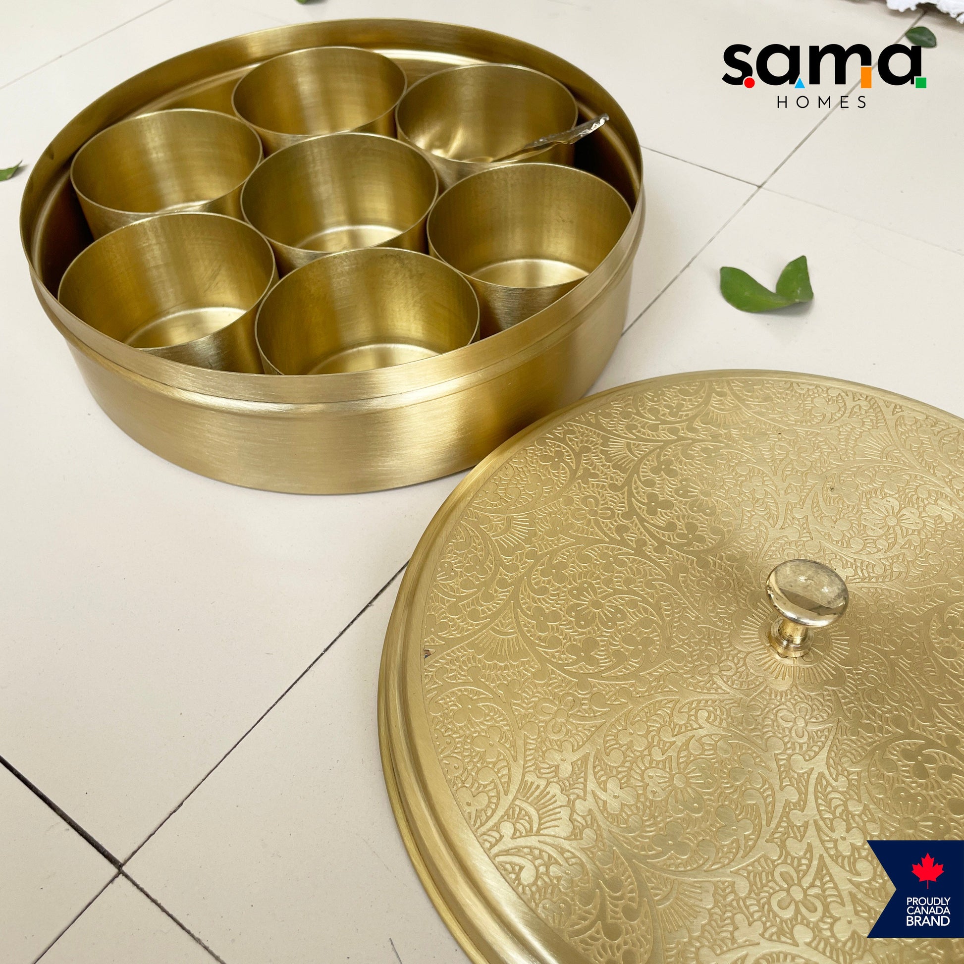Sama Homes Brass Spice Box