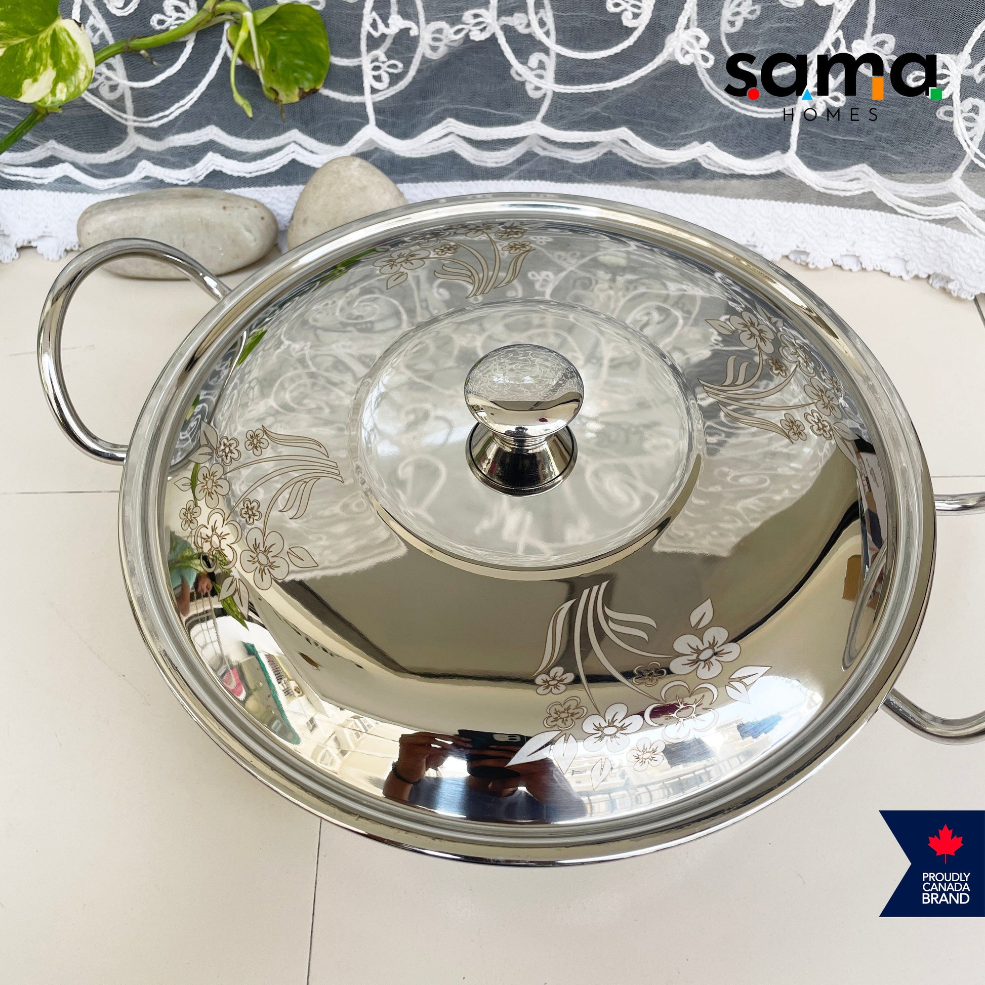Stainless Steel Deep Kadhai with Lid