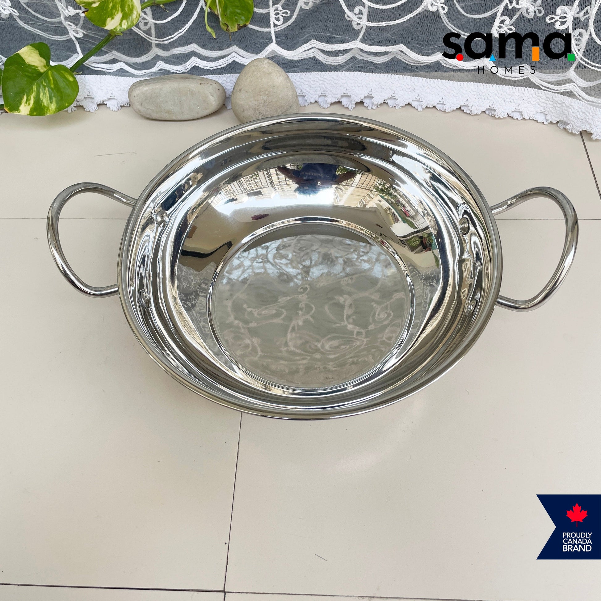 Stainless Steel Deep Kadhai with Lid