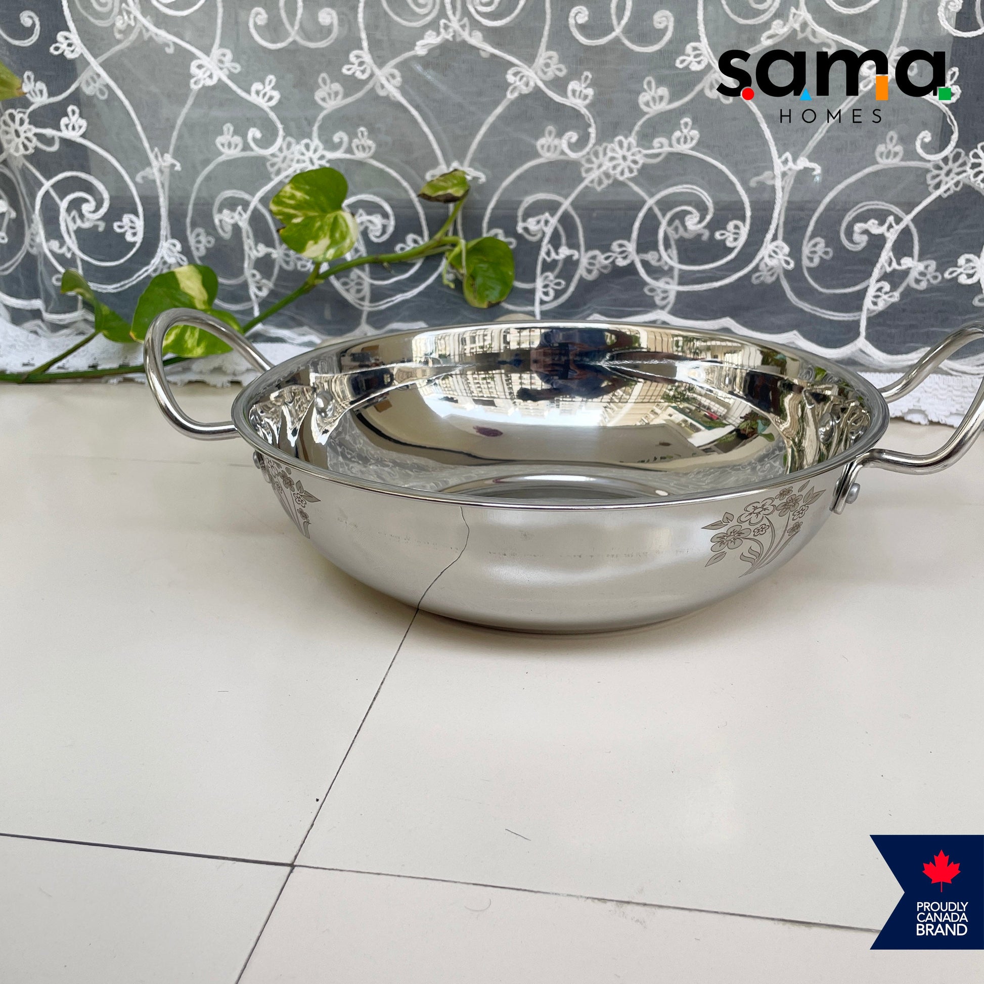 Stainless Steel Deep Kadhai with Lid