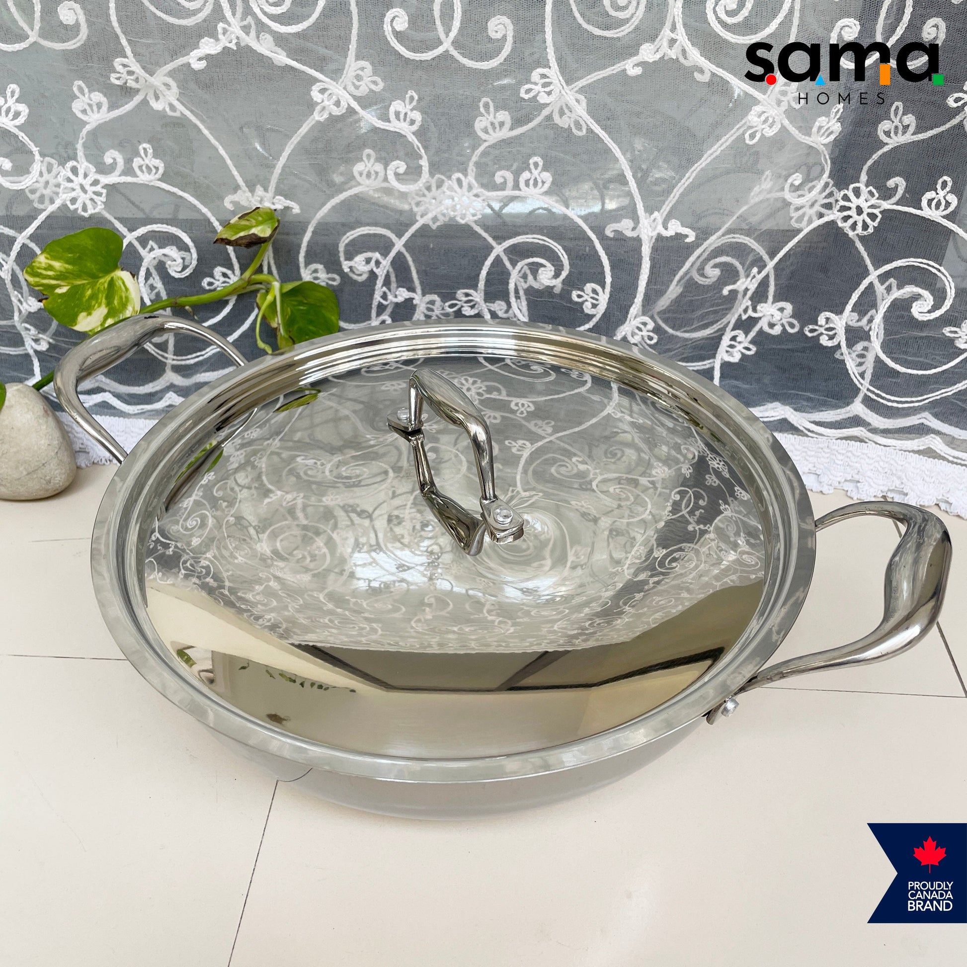 Stainless Steel Triply Deep Kadhai with Lid