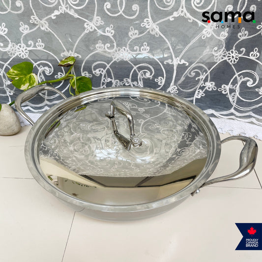 Stainless Steel Triply Deep Kadhai with Lid
