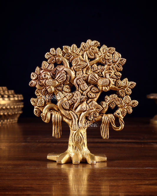 Brass Small Kalpavriksha Tree Miniature Showpiece 4 inch