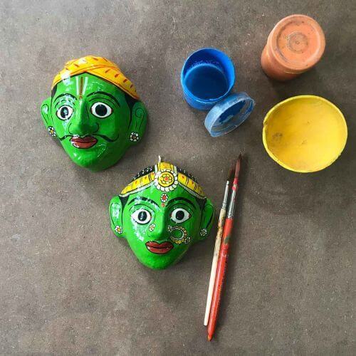 Nakashi painting : Wall Mask Green(Mask Work)