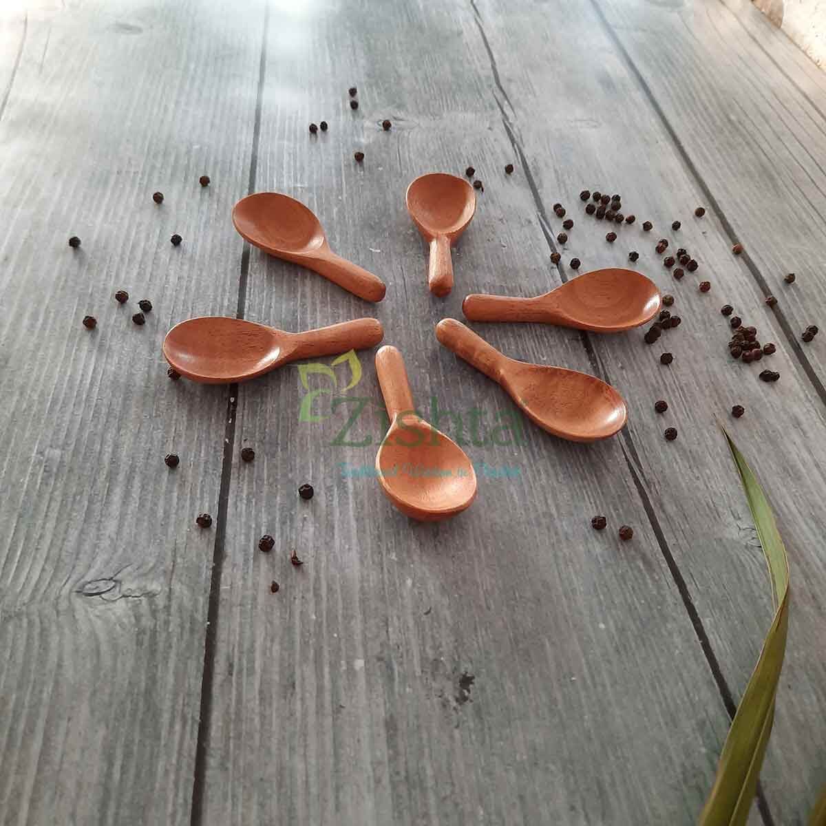 Neem Wood Broad Spoons: Set of 6