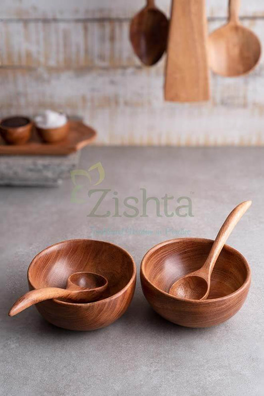 Neem Wood Soup Bowl (Set of 2)
