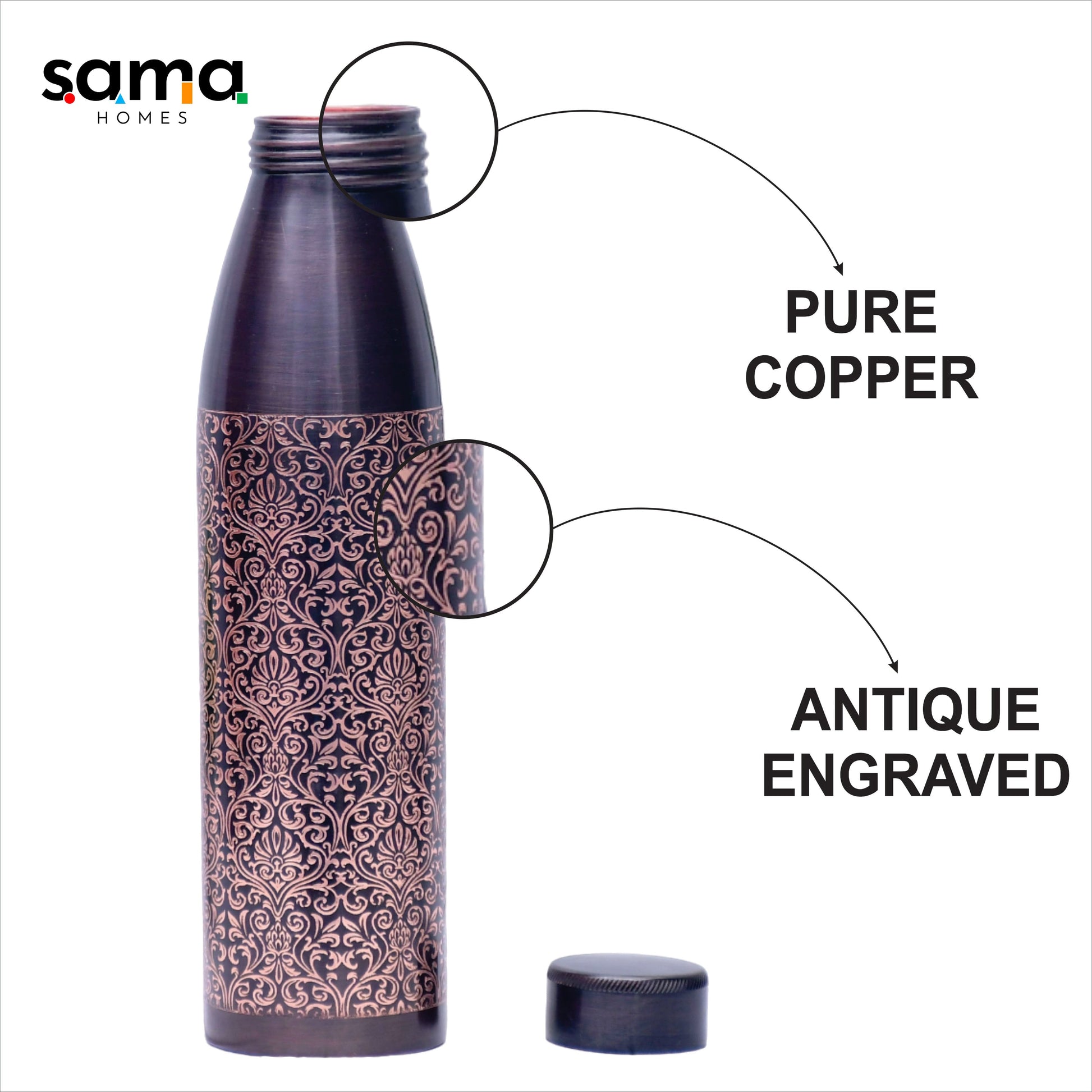 SAMA Homes - pure copper water bottle dr engraved