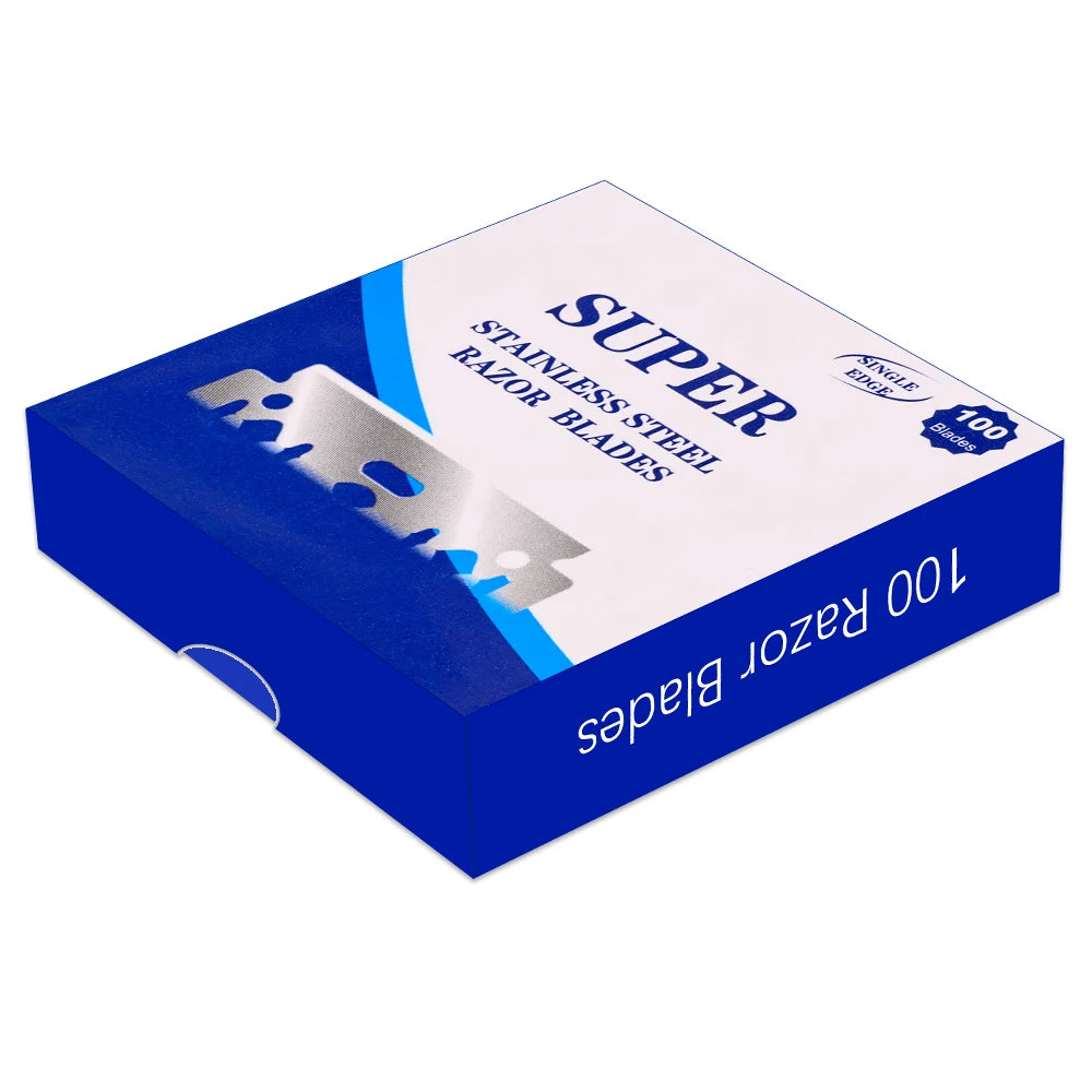 100pcs Double Edge Razor Blades for Men – Professional Stainless Steel Barber Shaving Blades, Safety Razor Replacement
