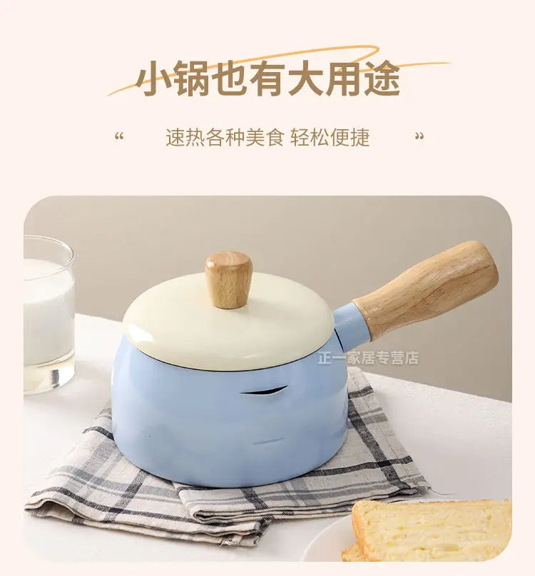 Japanese Style Milk Pot 14cm Non Stick Single Handle Cooking Pots Pure Iron Flat Bottomed Noodle Complementary Food Small Pot