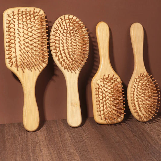 Natural bamboo paddle comb air cushion comb scalp massage anti-static tangle free comb,Special for real hair wigs
