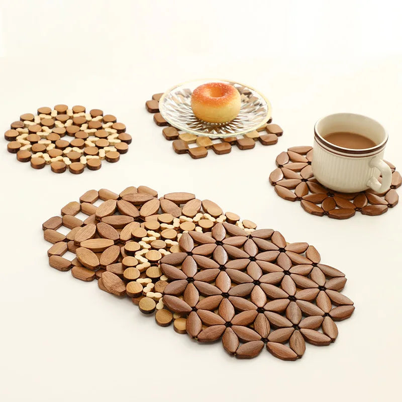 Bamboo Coaster Square Round Household Casserole Mat Heat Insulation Waterproof Non-slip Cup Home and Decoration Kitchen Utensils