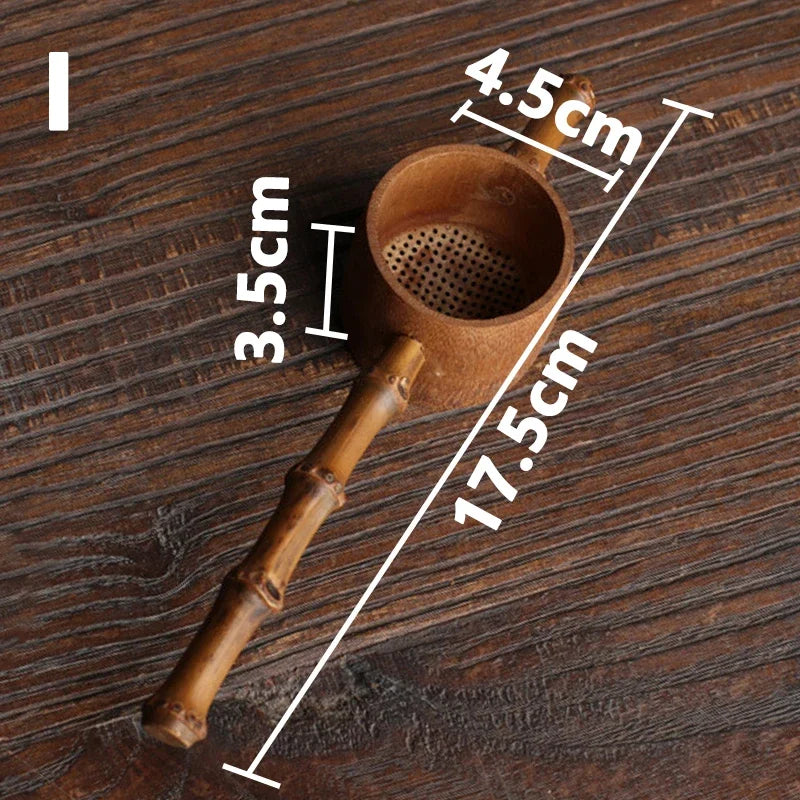 Bamboo Tea Strainer Traditional Kung Fu Tea Ceremony Utensils Japanese Rattan Wooden Tea Leaves Funnel Home Kitchen Sieving Tool