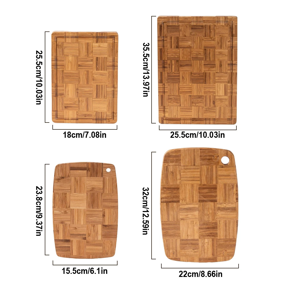 Premium Bamboo Cutting Board for Kitchen, Rectangle and Oval Design, Thick and Durable Chopping Surface for Vegetables, Meats