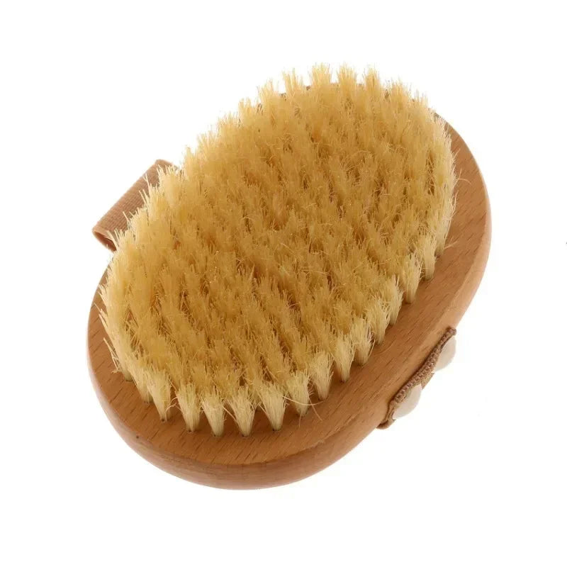 SPA Wooden Body Brush Natural Boar Bristle Organic Dry Skin Body Brush Bamboo Wet Back Shower Brushes Exfoliating Bathing Brush