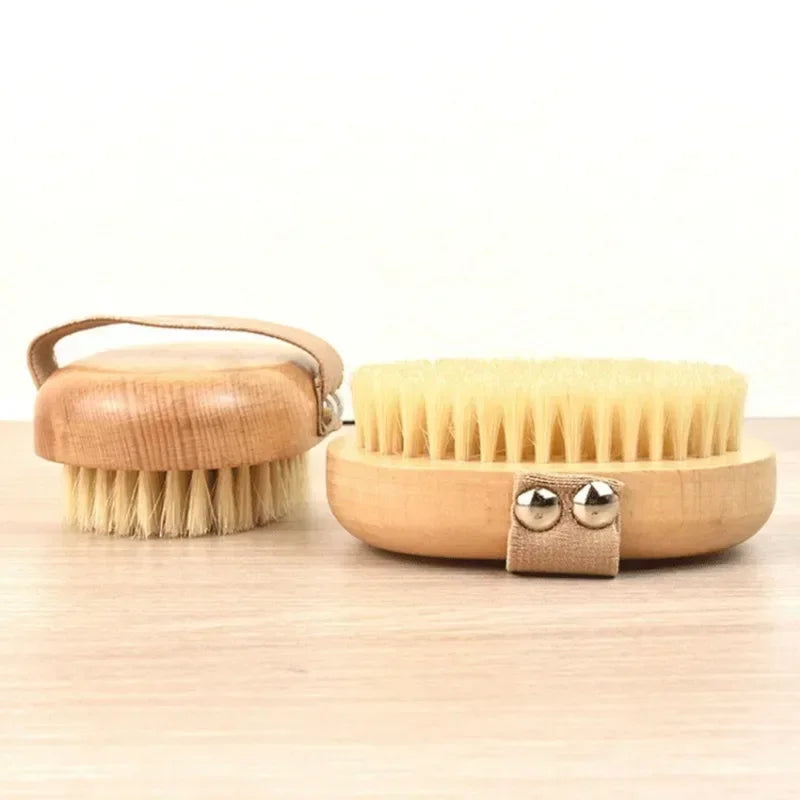 SPA Wooden Body Brush Natural Boar Bristle Organic Dry Skin Body Brush Bamboo Wet Back Shower Brushes Exfoliating Bathing Brush