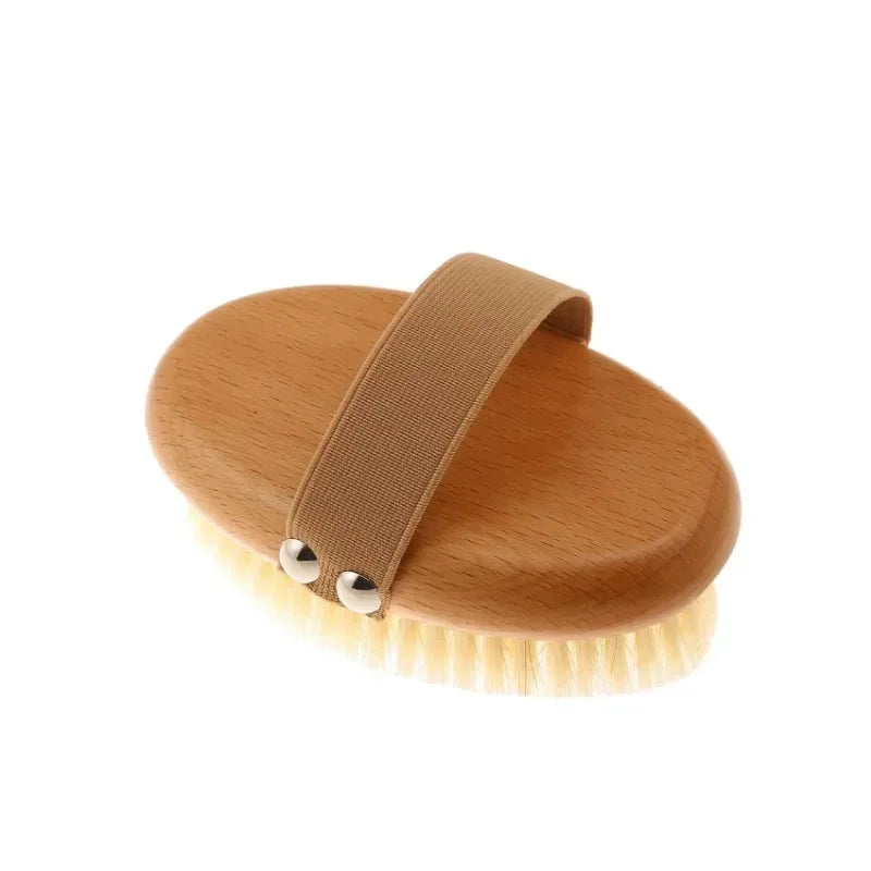 SPA Wooden Body Brush Natural Boar Bristle Organic Dry Skin Body Brush Bamboo Wet Back Shower Brushes Exfoliating Bathing Brush