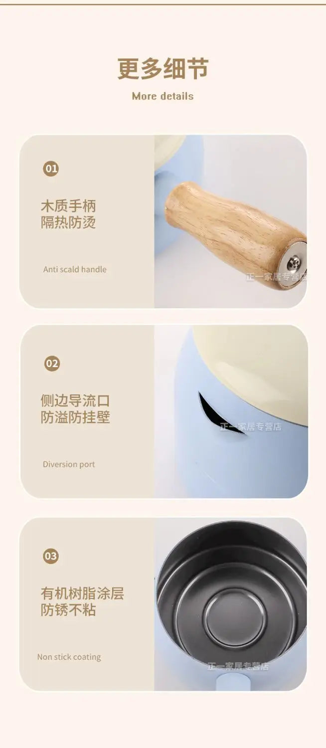 Japanese Style Milk Pot 14cm Non Stick Single Handle Cooking Pots Pure Iron Flat Bottomed Noodle Complementary Food Small Pot