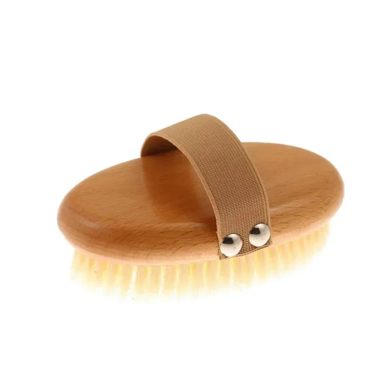 SPA Wooden Body Brush Natural Boar Bristle Organic Dry Skin Body Brush Bamboo Wet Back Shower Brushes Exfoliating Bathing Brush