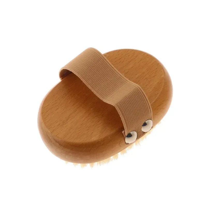 SPA Wooden Body Brush Natural Boar Bristle Organic Dry Skin Body Brush Bamboo Wet Back Shower Brushes Exfoliating Bathing Brush