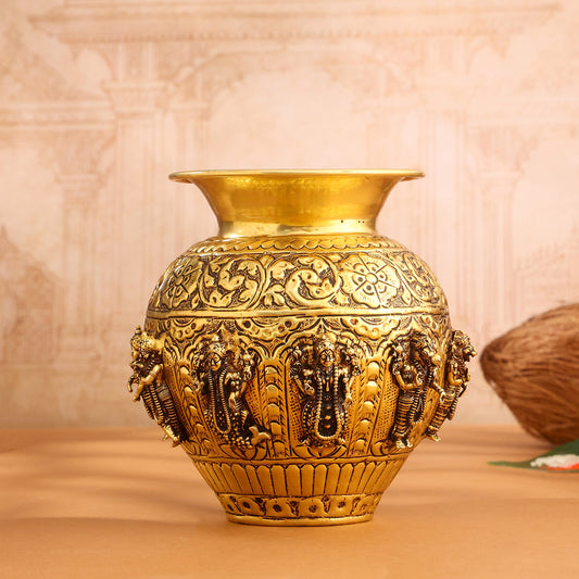 Brass Ashtalakshmi And Dashavatara Kodam/Kalash