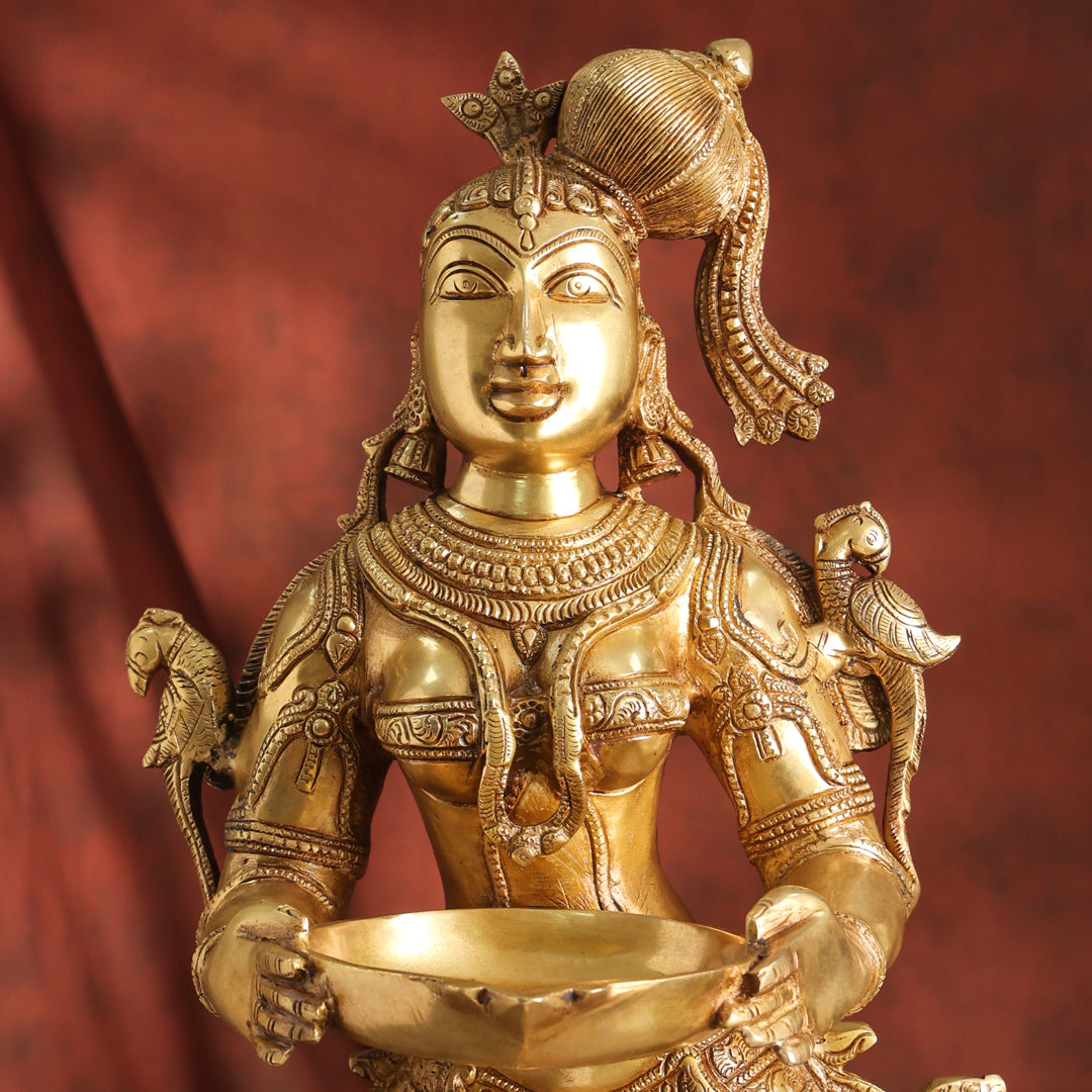Brass Deep lakshmi Idol – Traditional Diya Holder for Prosperity and Light (30 Inch)