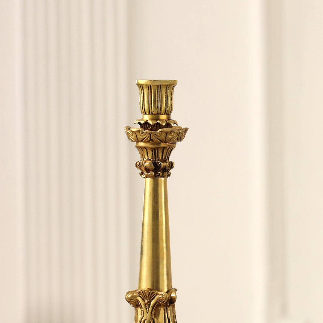 Brass Candle Stand with Velvet Gift Box – Elegant Décor & Gift (10.9 Inch)
