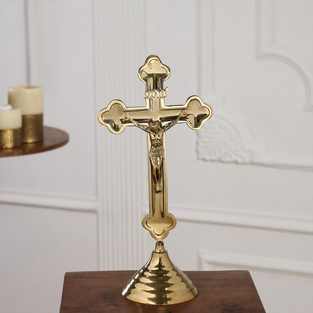Brass Crucifix Cross with Jesus Figure (13 Inch)