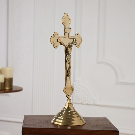 Brass Crucifix Cross with Jesus Figure (13 Inch)